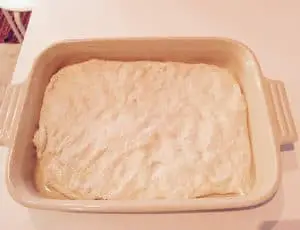 Focaccia in baking tray